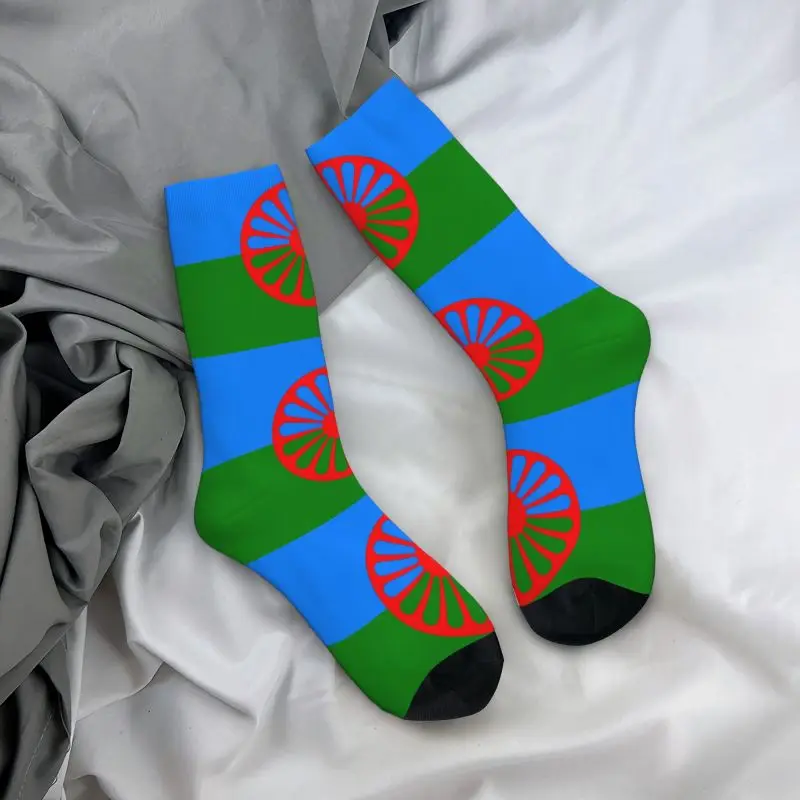 Romany calzini da uomo Unisex Funny Gypsy Flag primavera estate autunno inverno Dress Socks