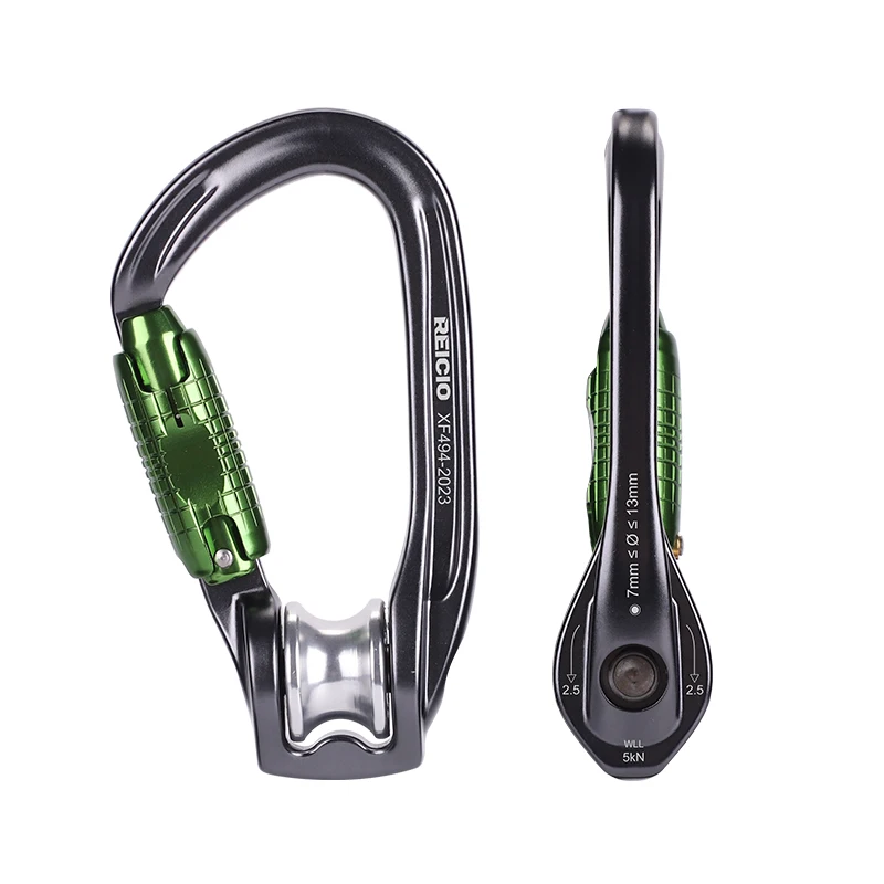 

Climbing Outdoor Mountaineering Rock Climbing High Altitude Crossing Zip Line Pulley Aluminum Carabiner With Pulley reicio