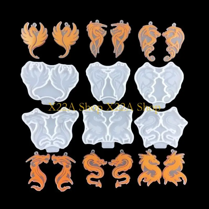 

Уникальные 6 шт. формы для сережек в форме дракона DIY эпоксидная смола брелок силиконовая форма форма для рождественского форма