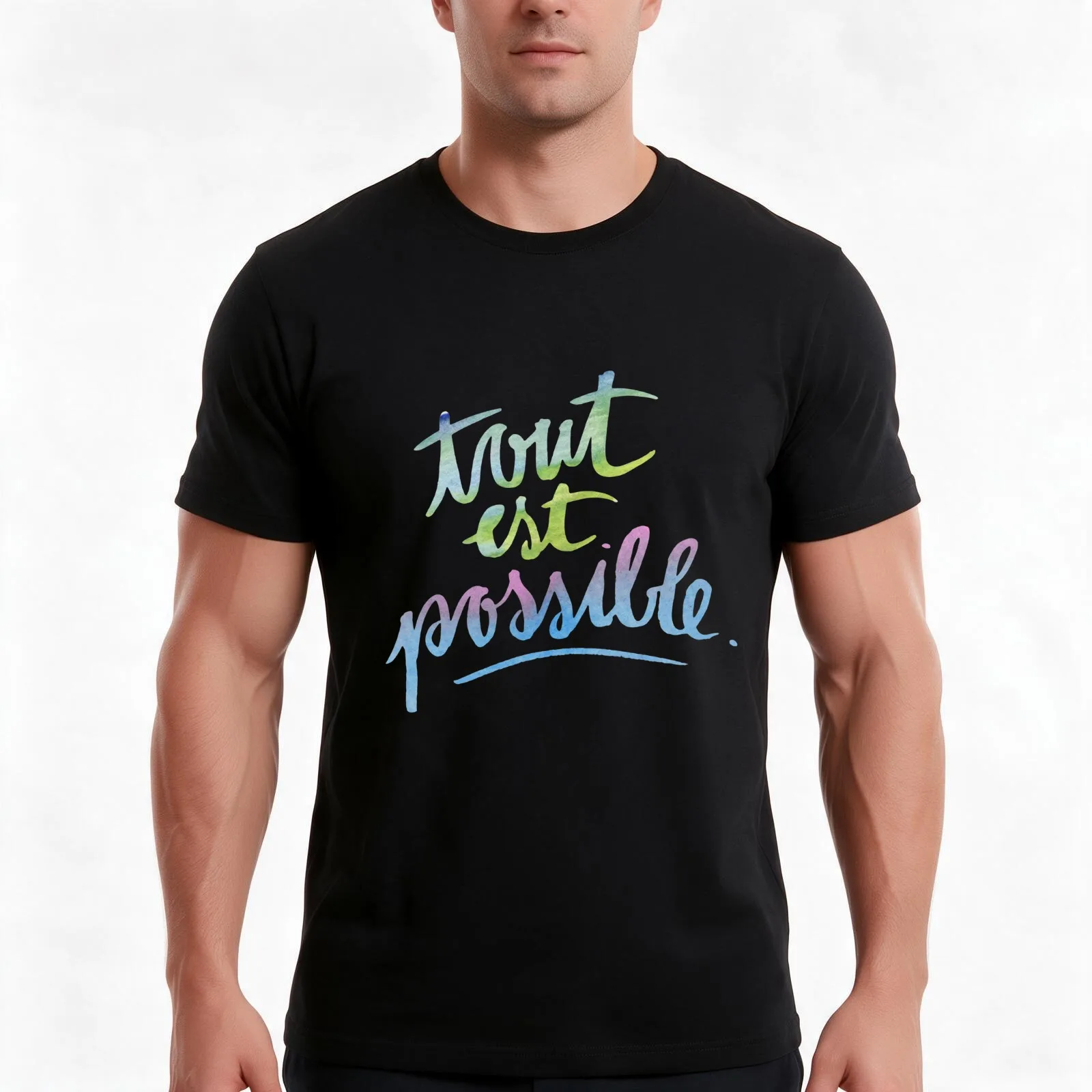 Calligraphy: tout est possible T-Shirt Summer Casual Cotton Tee Oversized Streetwear Tops Vintage Graphic Print 100% Cotton