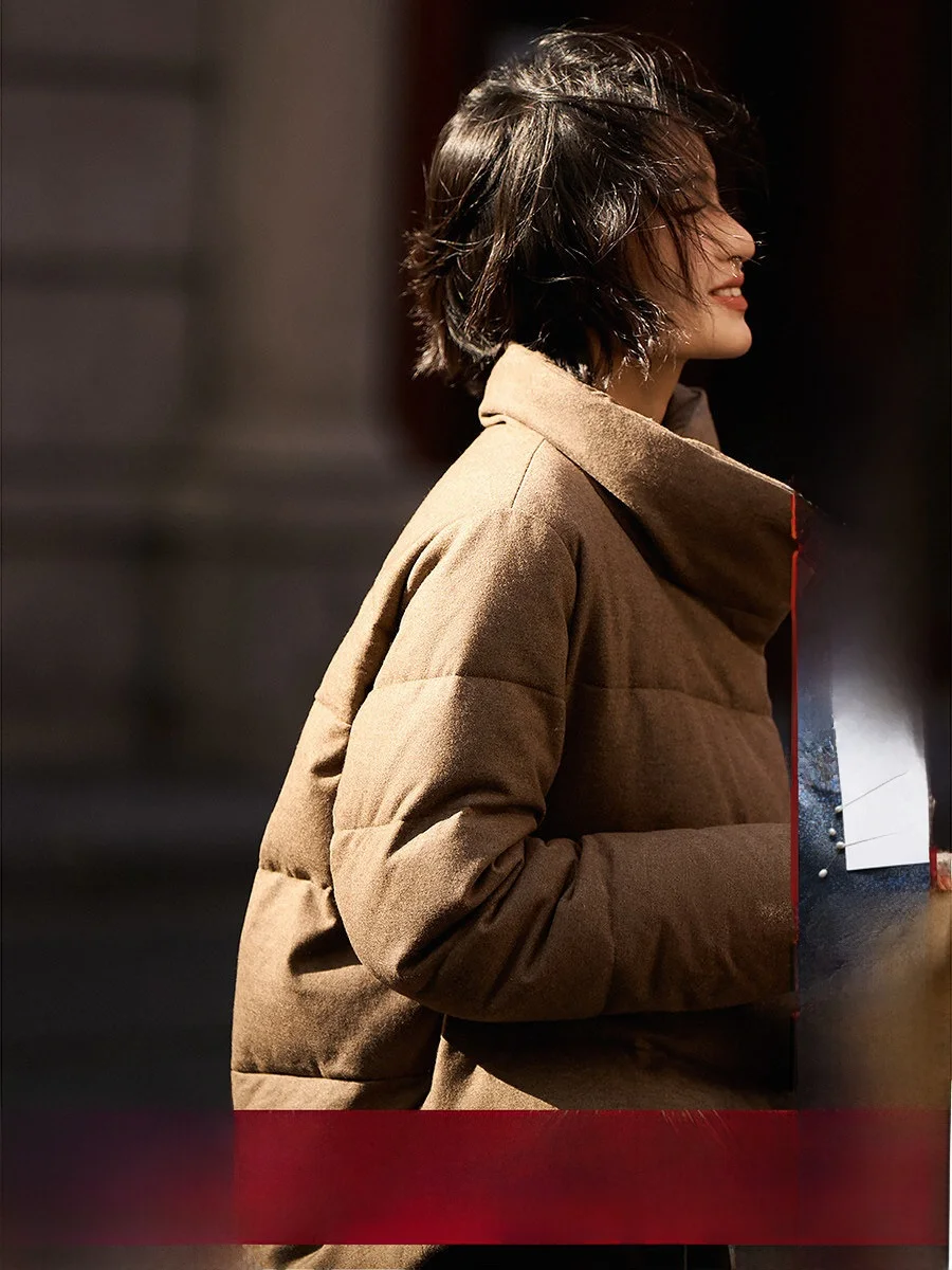 

Пуховик Velvet Sensation из шерсти с гусиным пухом (95% белый гусиный пух), с воротником-стойкой, новинка, повседневный крой, стандартный размер.