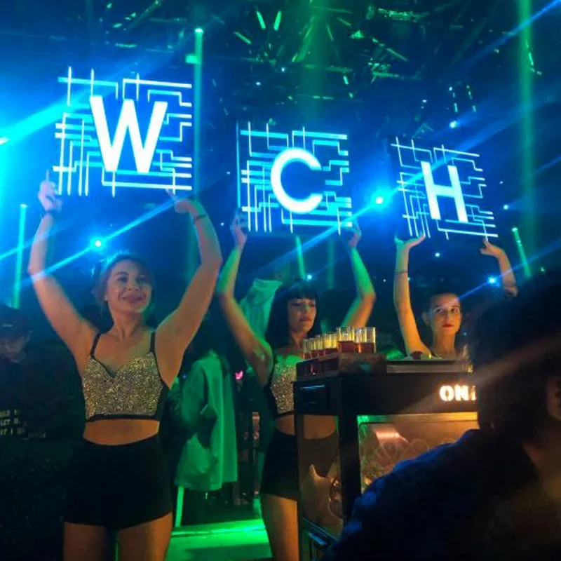 Bar luminous technology word hand holding sign KTV night party happy birthday letter acrylic led decorative light sign