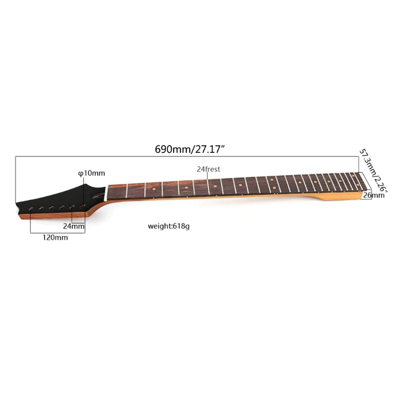 Guitar Neck Fretboard, 24 Fret Electric Guitar Neck, Burr Easy To Install Drop Shipping