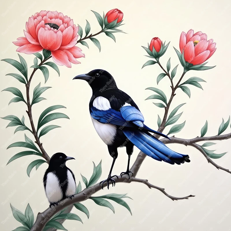 Three Ratels Elegant peacock art wall sticker for home Decoration