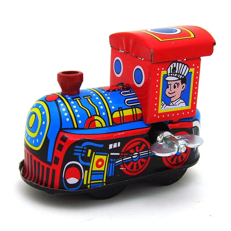 Fire Engine Locomotive Tin Toy Children Vintage Tin Toy Retro Steam Train Reminiscence  Clockwork Toys Gift Photography Props