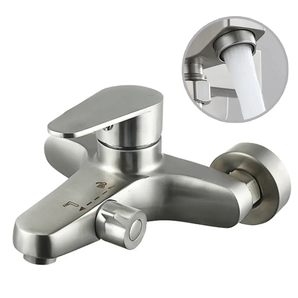 

1pcs Bathroom Shower Faucet Stainless Steel Mixer Taps Hot Cold Bathroom Mixer Standard G1/2 Inlet Wall-mounted Design Taps