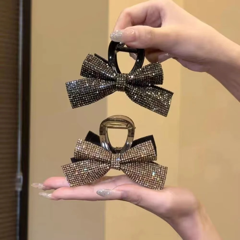 

Новая заколка для волос с бантом, женская простая элегантная романтическая заколка с бриллиантами и высоким хвостом, заколка в виде акулы, аксессуары для волос, головные уборы с бриллиантовым бантом