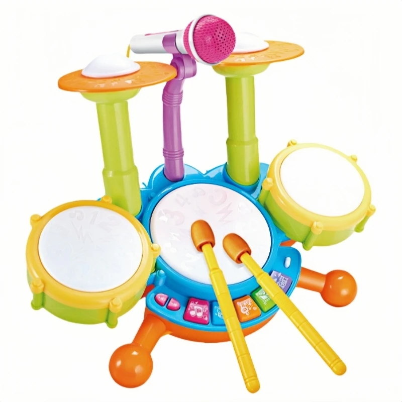 Children Jazz Drum Set Instrument Toys Baby Baby Montessori Early Educational Percussion Toy with Lights Microphone Kids Gifts