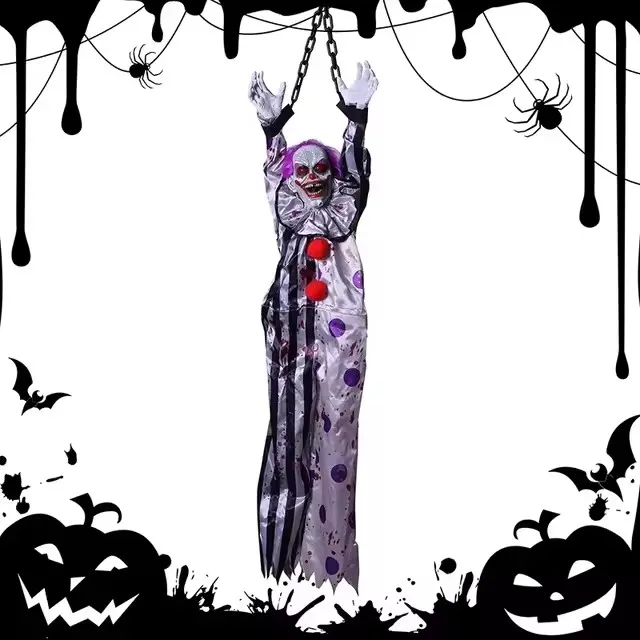 Halloween Animatronics Decoration Hanging Clown Nurse Voice Control Electric Outdoor Scary Clearance Horror Haunted House Props view 6