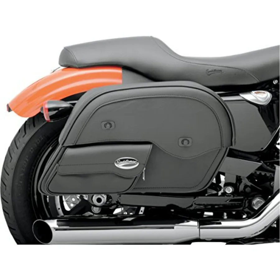 

Cruis'n Jumbo Slant Face Pouch Saddlebag for Motorcycle Storage Black Leather with Rnforced Stitching Durable Waterproof Materi