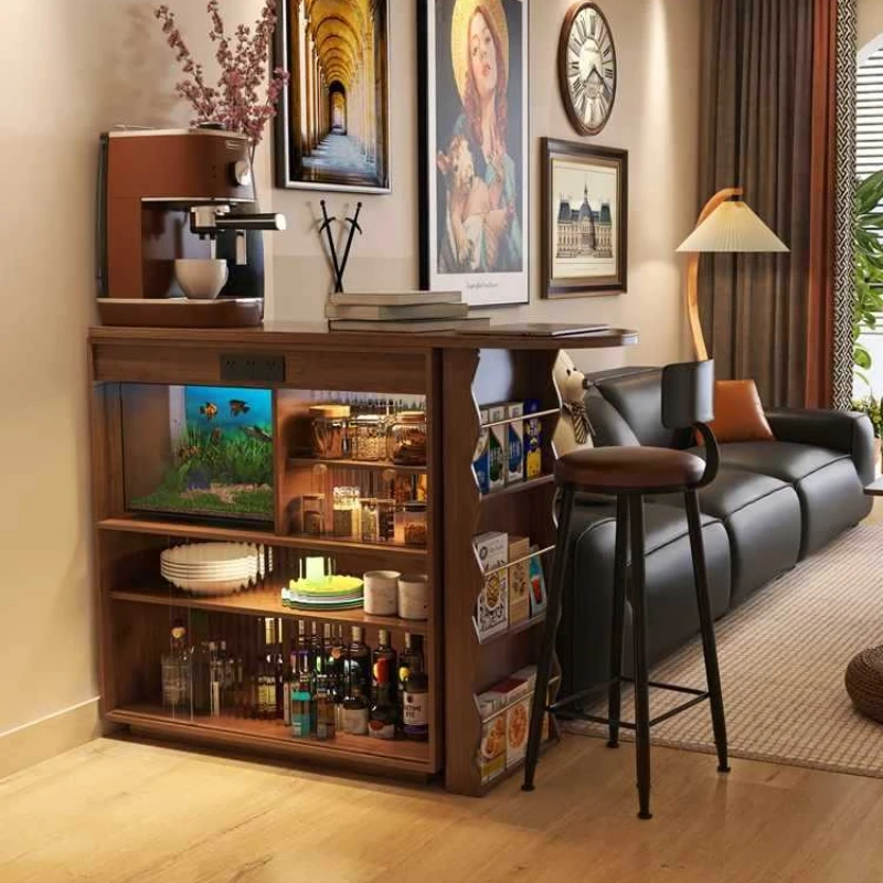 SM wood bar table household living room folding telescopic cabinet sofa side partition small apartment island