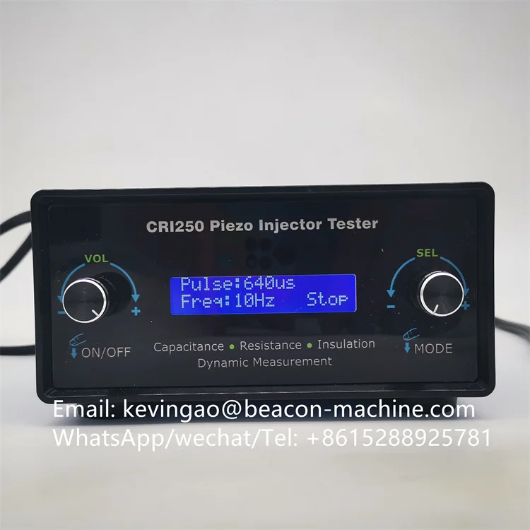 CRI250 injector tester common rail supports testing of Piezo Injectors with Piezoelectric Crystal Capacitors and Resistor