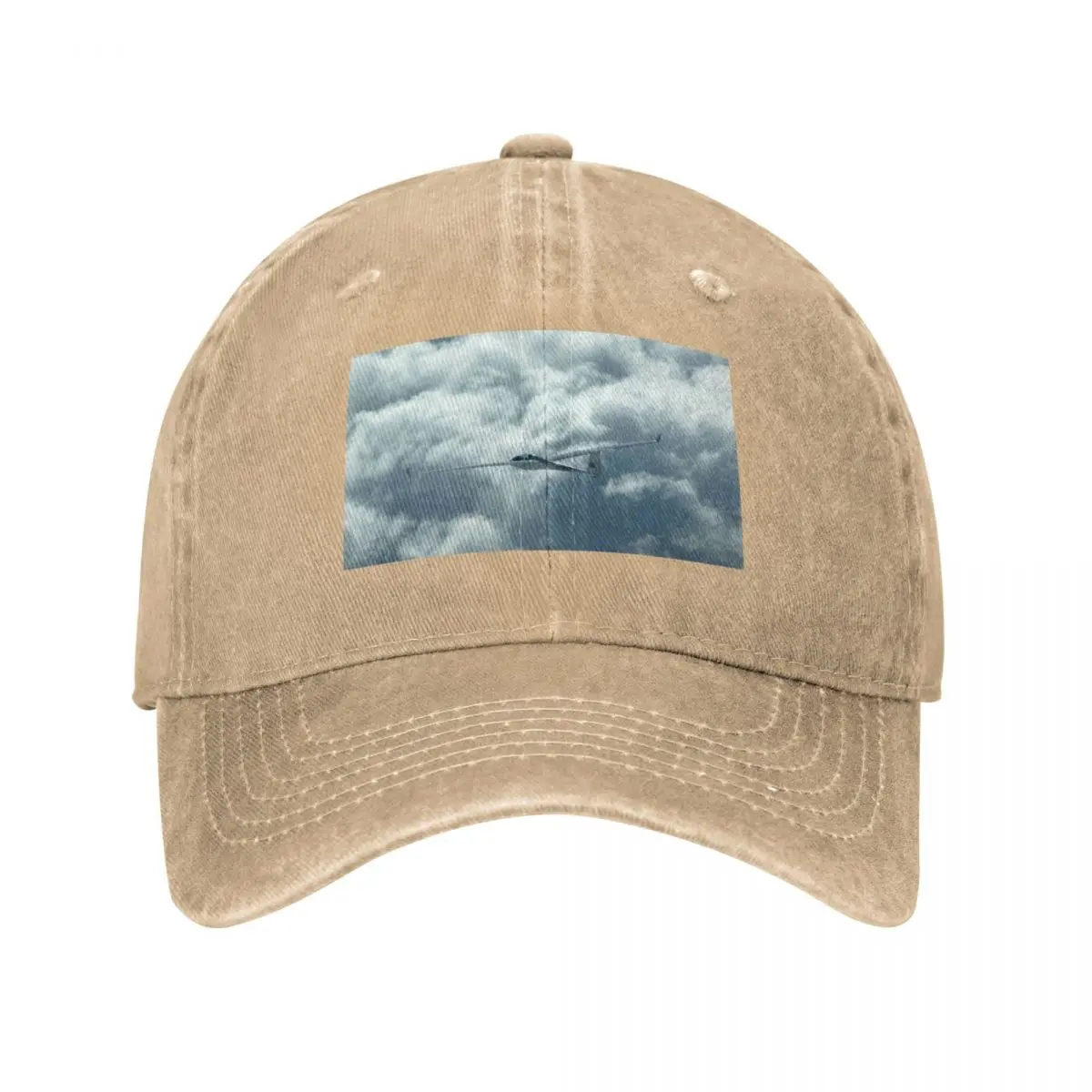 Glider flying above the clouds. Baseball Cap Golf Cap Golf Hat western Hat hiking hat Designer Man Women's