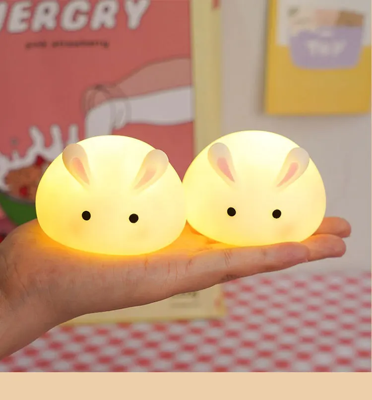Mini Cute Bunny Night Light Cute Girly Heart Ornament Bedroom Ornament Sleeping Lamp Girl Birthday Gift Atmosphere Table Lamp