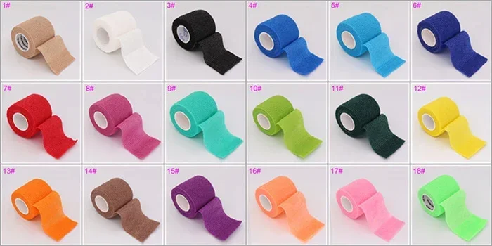 18 Farben buntes sportliches Wickelband, selbstklebende elastische Bandage, Hansaplast, Sportschutz, Knie, Finger, Knöchel, Handfläche, Schulter – Detail 2