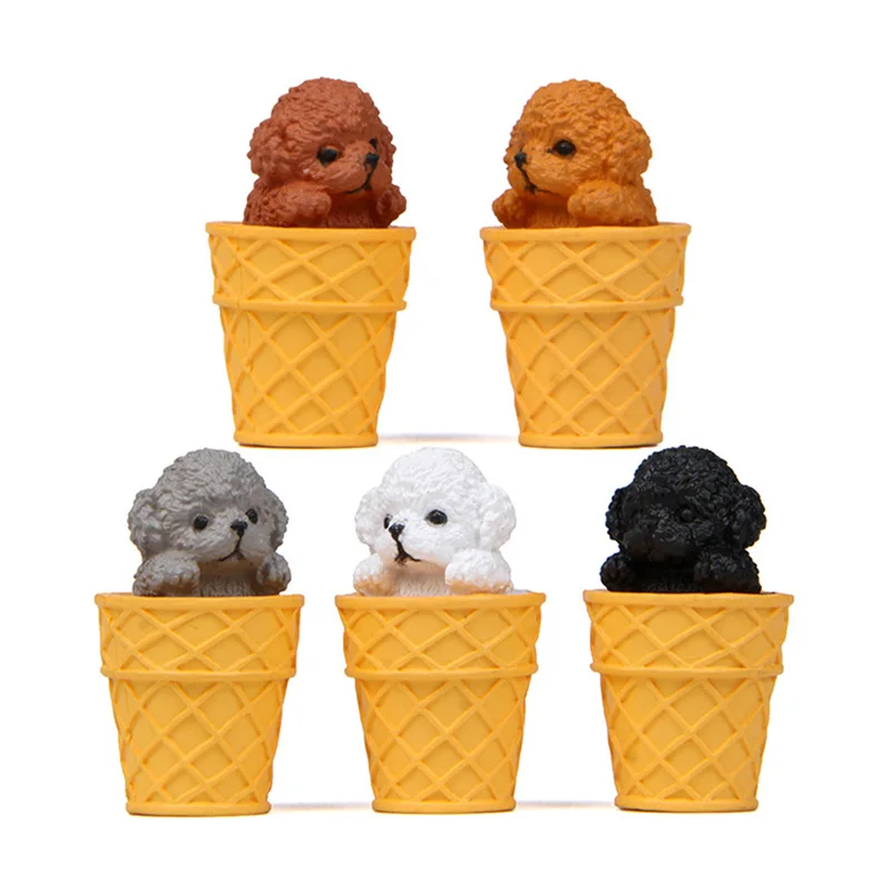 

Ice Cream Dog Poodle Puppy Decor Desktop Decoration Fairy Garden Accessories Dollhouse Landscape Miniatures Figurines Sets Toys