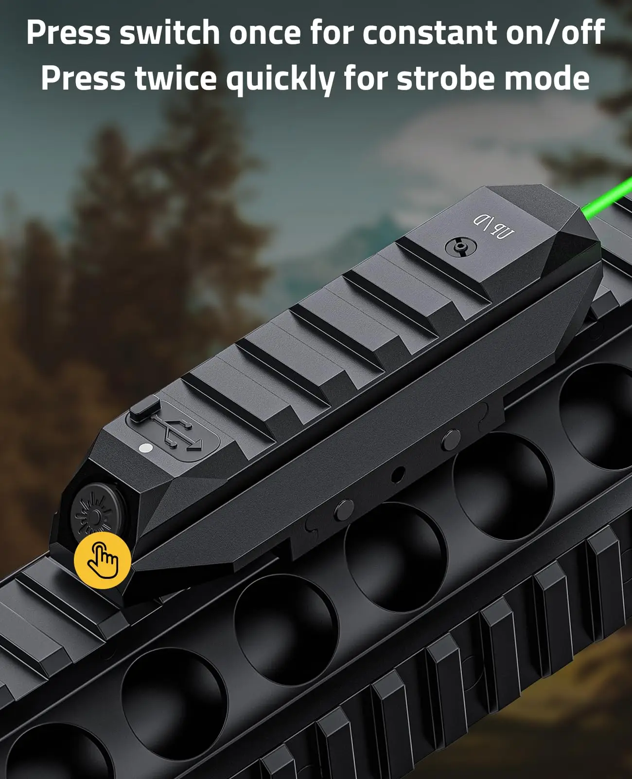 CVLIFE Green Laser Sight for Rifle Tactical Rechargeable Laser Sighting with Strobe Mode For 21mm Picatinny Rail Aluminum