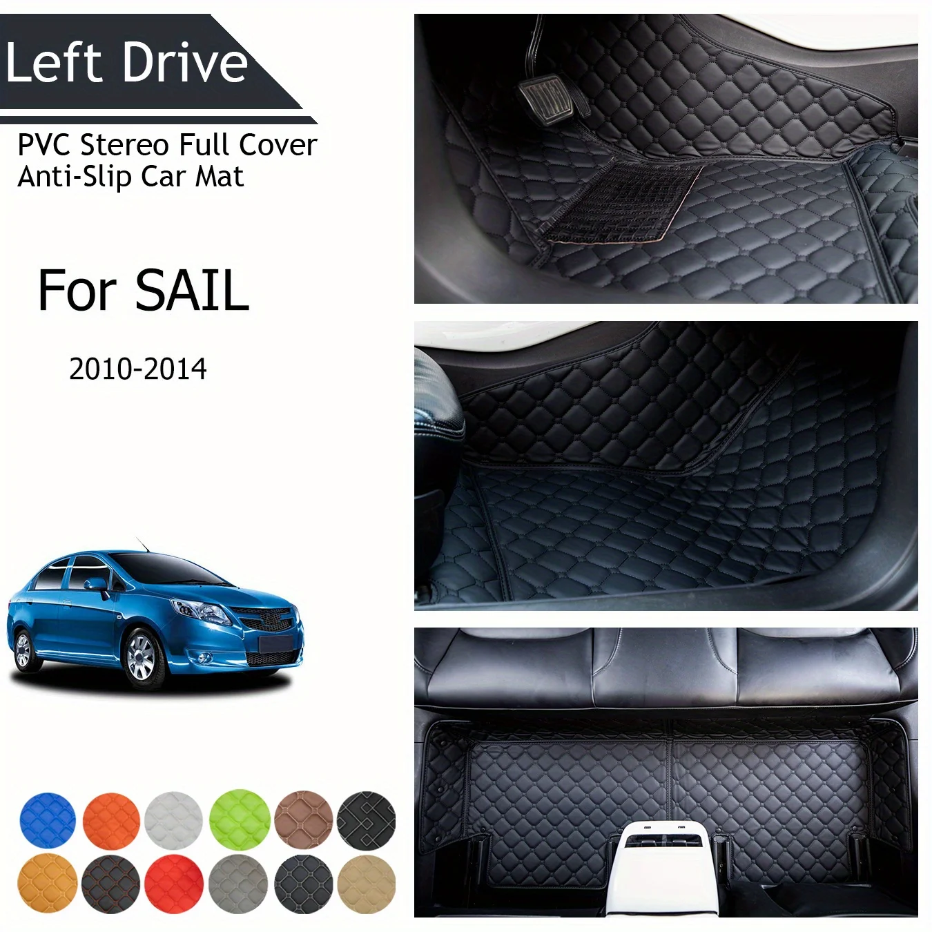 

TEGART 【LHD】For Chevrolet For SAIL 2010-2014 Three Layer PVC Stereo Full Cover Anti-Slip Car Mat Car Floor Mats Car Accessories