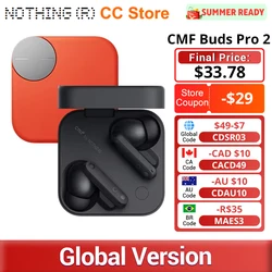 Global Version CMF By Nothing Buds Pro 2 Earphone 6 HD MICS with 50 dB Hybrid Active Noise Cancellation Bluetooth5.3 IP55