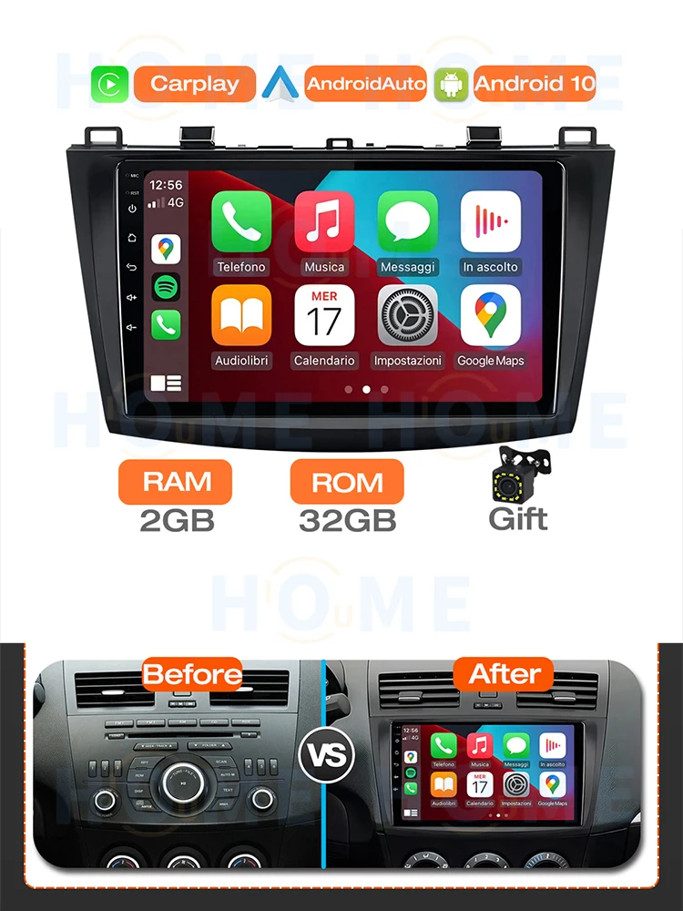 2024 New Style Android 10 Multimedia Video Player for Mazda 3 2009 - 2013 Car Radio GPS Navigation Carplay Auto DVD Head Unit