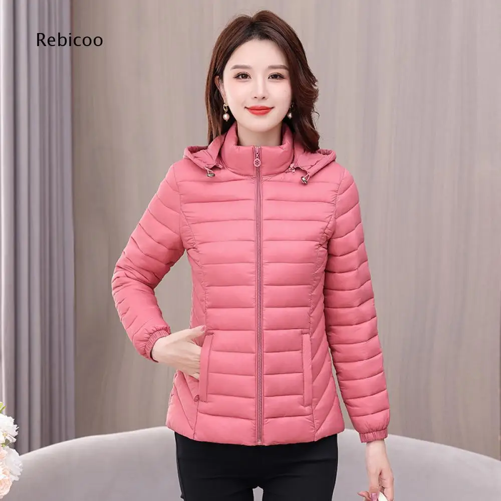 Ladies Solid Hooded Padded Outerwear Coat Removable Hood Zipper Closure Long Sleeve Elastic Cuff Casual Warm Daily Jacket