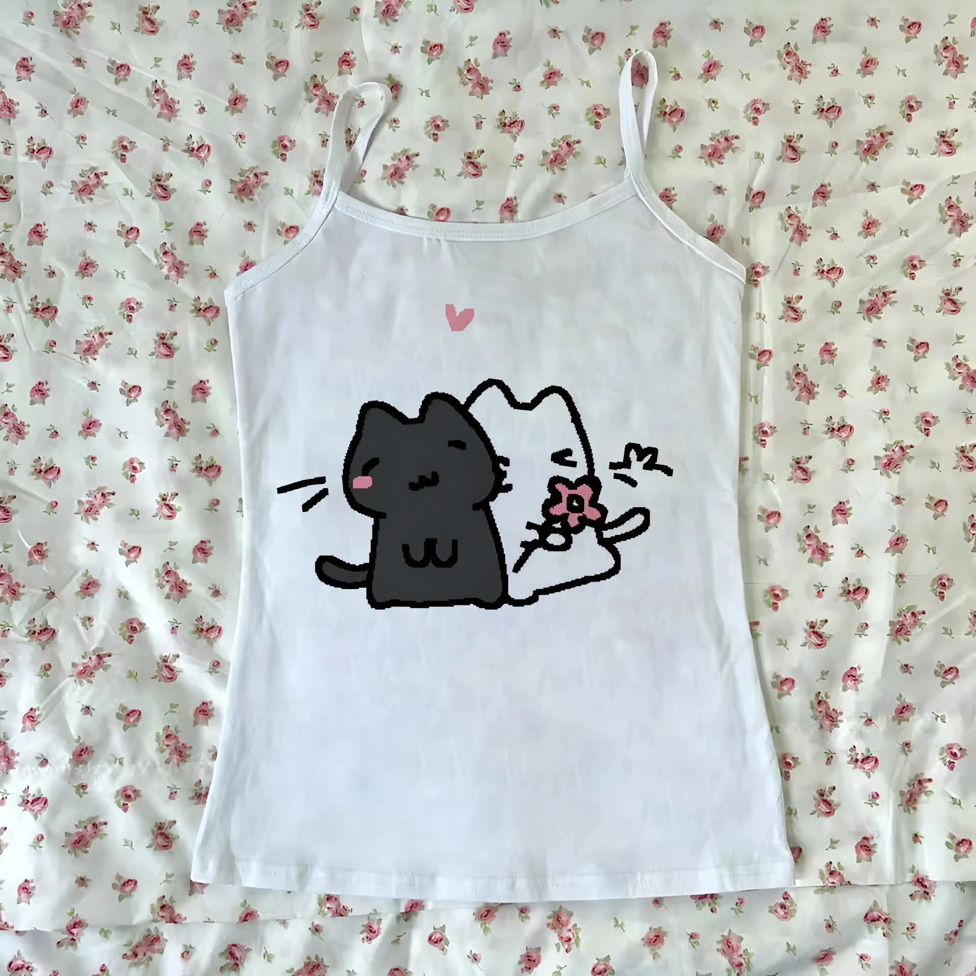 

Y2k Vintage leisure Women's vest cute Baby Tank 2000s Gothic Emo Girl Camisole Tops Cute emoticon pattern Grunge Crop Tops