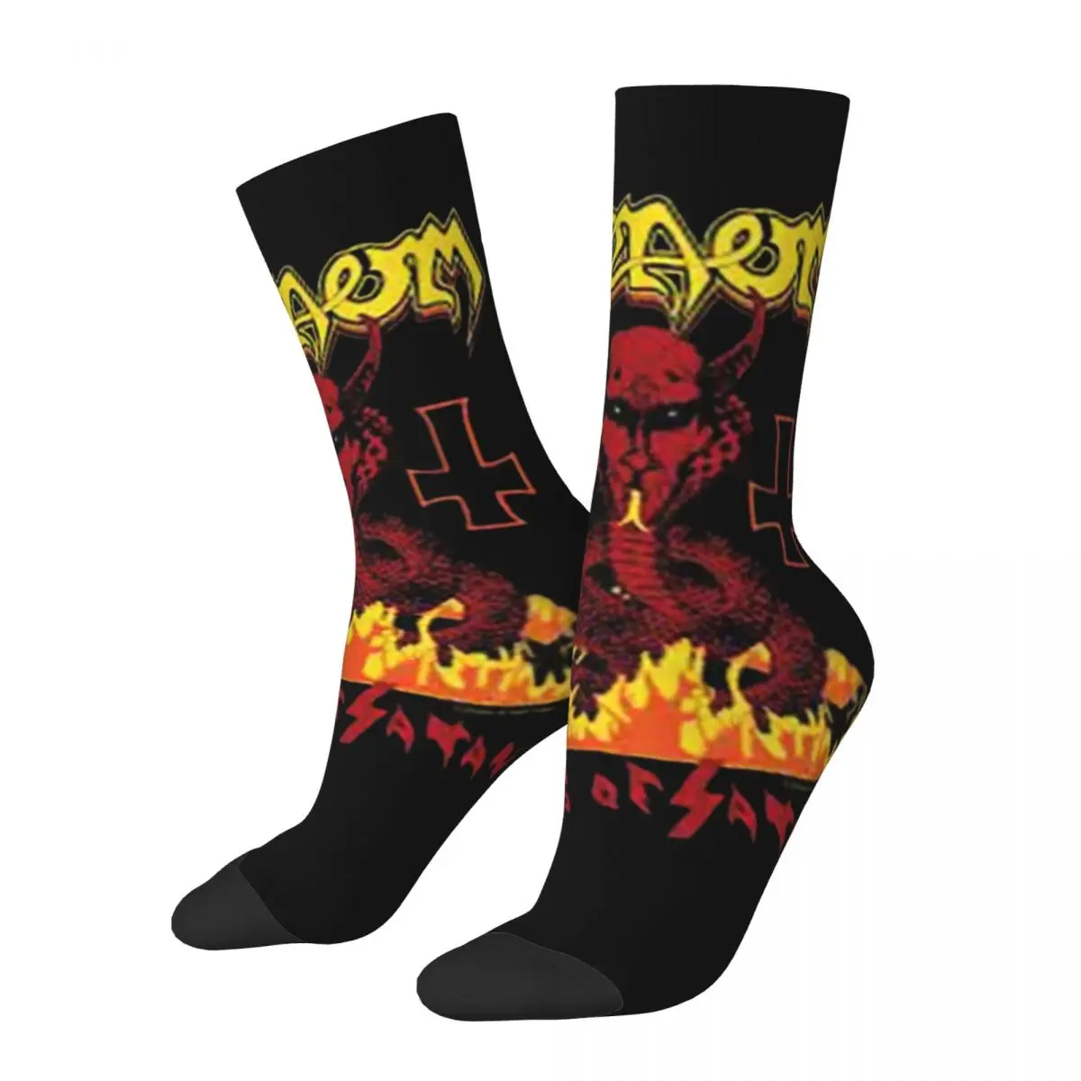 

Crazy Design Venom Band Rock Band Sports Socks Heavy Metal Music Polyester Crew Socks for Unisex Breathable