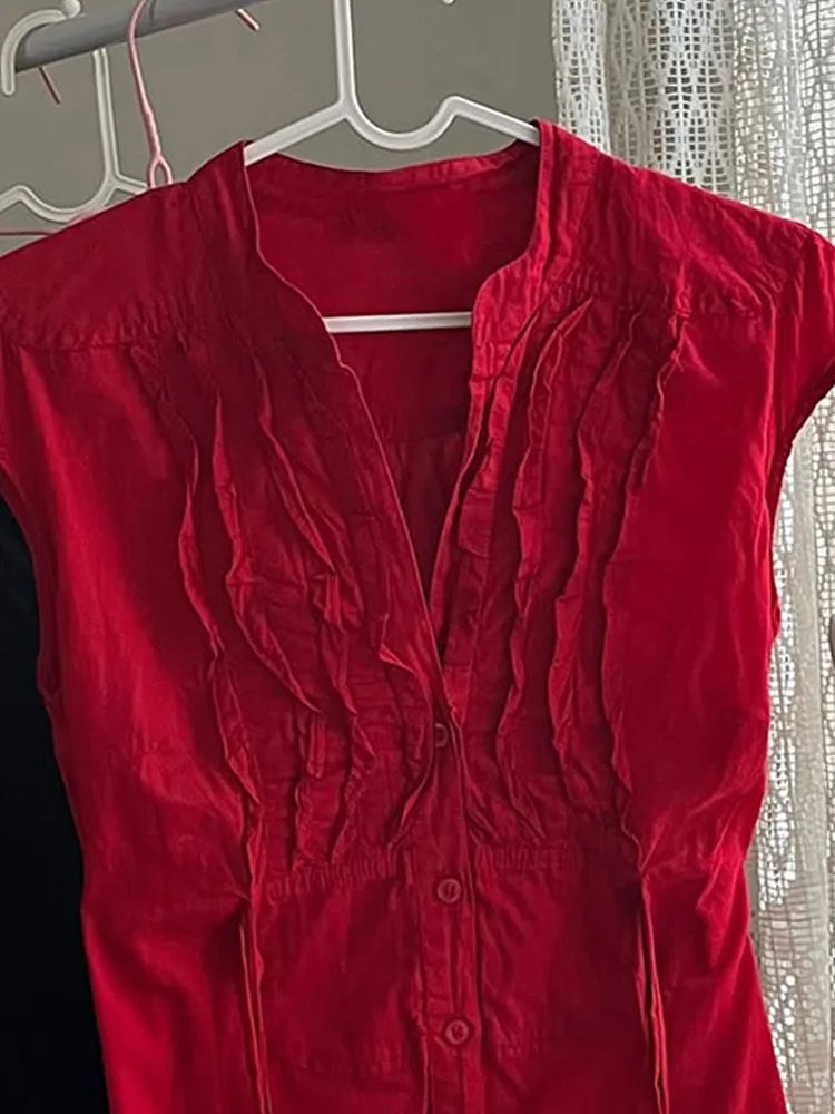 Chanyue weiyun original high-end emagrecimento vermelho irt vintage ort sve topo novo verão casual sle mistura de algodão feminino irt