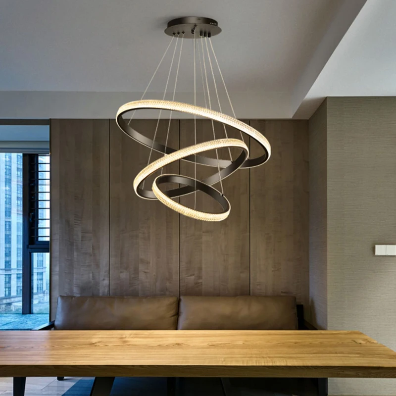 Plafonnier Led composé d'anneaux lumineux, design moderne et simpliste, éclairage d'intérieur, luminaire décoratif de plafond, idéal pour un salon ou une salle à manger