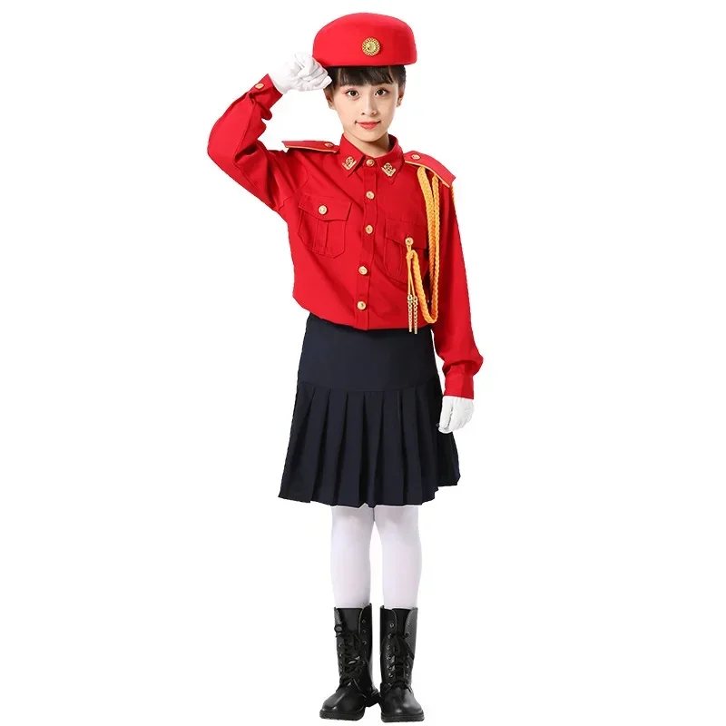 Nuevos estilos de uniformes para levantar la bandera para estudiantes de primaria y secundaria, uniformes de tambor de música ceremonial para jardín de infantes