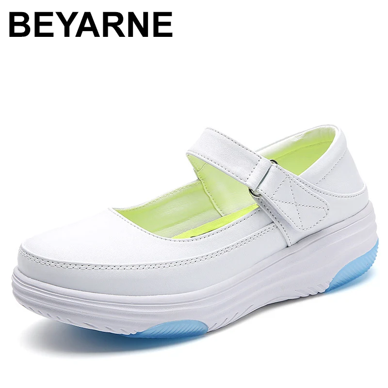 nurse shoes women's soft-soled breathable thick-soled non-slip flat white hollow-out medical shoes