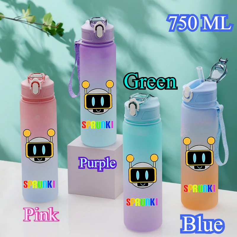 750ML Gradient Color Bottle Sprunki Sprunki Incredibox Sprunki Game Cartoon Drinking Water Cup Kids Birthday Christmas Gift