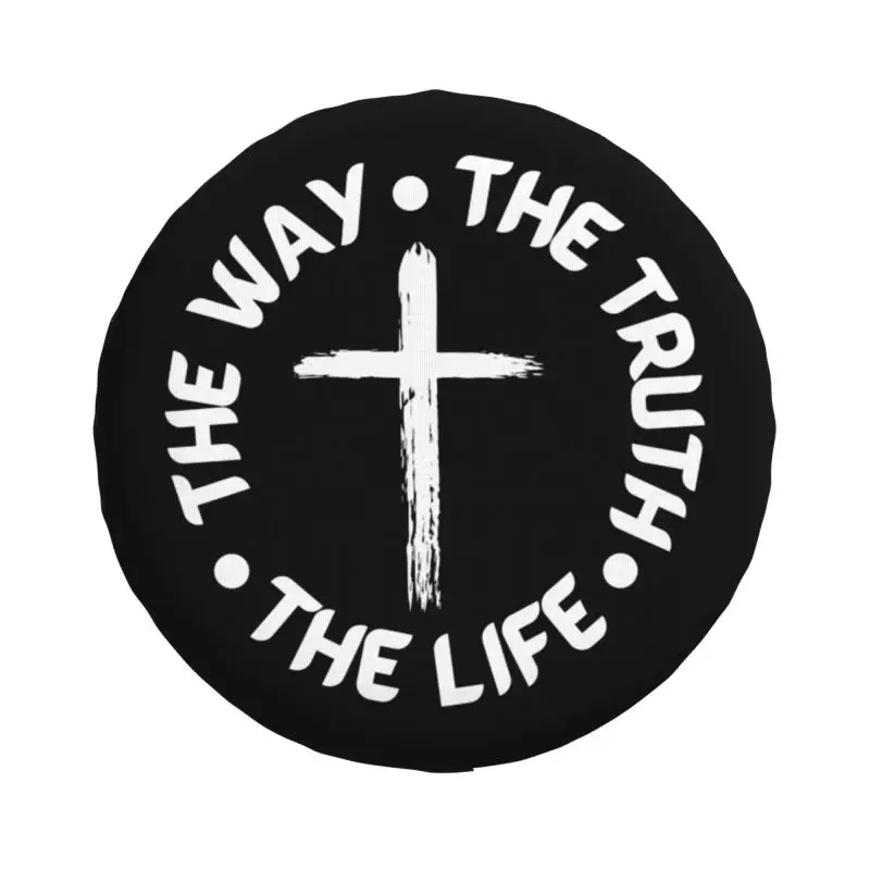 The Way The Truth The Life Christian Spare Tire Cover for Prado Pajero Jeep Jesus Christ Christianity Cross Car Wheel Protector