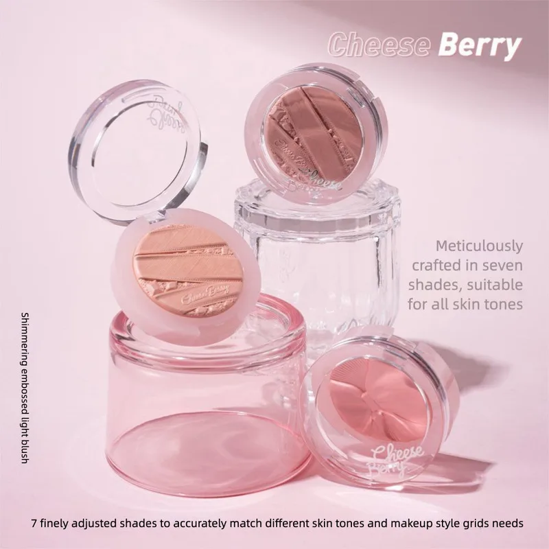 Cheeseberry Satin Light Embossed Blush Palette - Freeze-Dried Condensed Baked Powder for Enhanced Color And Long-Lasting Wear