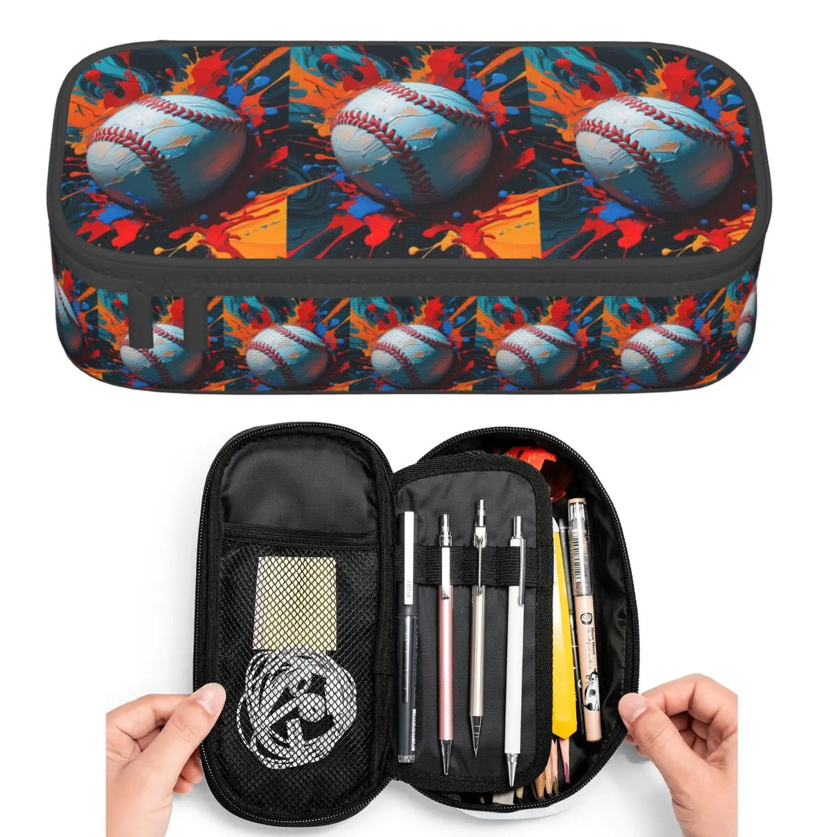 

Baseball In The Fire And Water Pencil Cases for Student Pen Box Pencil Bag Big Capacity Pencil Pouch Pen Holder
