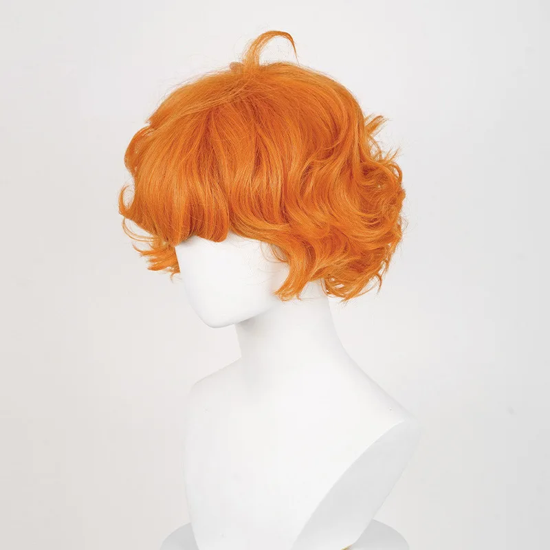 Porte-jarretelles ange slips perruque courte bouclée orange pour cosplay