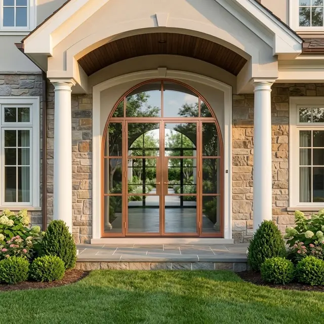 Powder Coating Narrow Aluminum Frame Glass French Door Fashion French Double Doors Long Lasting and Durable French Hinged Doors 4