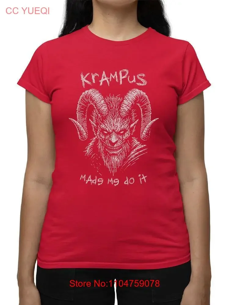Krampus Made Me Do It Scary Christmas Women's T shirt vintage Washed streetwear Stylish Stretched Breathable Soft Casual