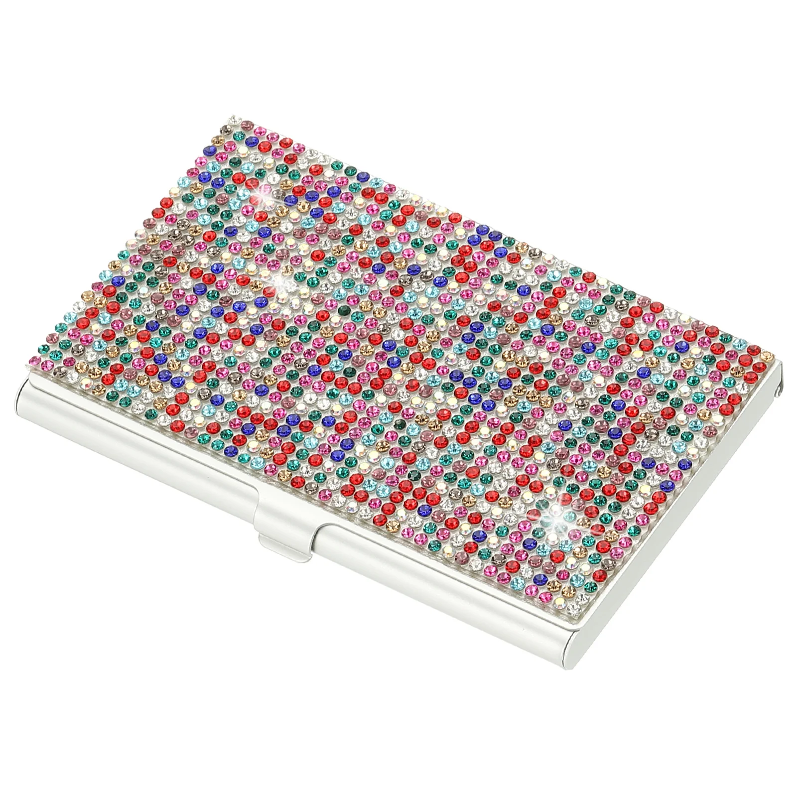 라인 석 명함 홀더 합금 이름 카드 케이스 블링 포켓 카드 홀더 여성을위한 디스플레이 주최자 사무실 전시회