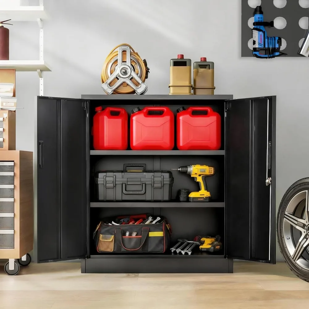 BESFUR Metal Storage Cabinet with Lock and 2 Adjustable Shelves, 36