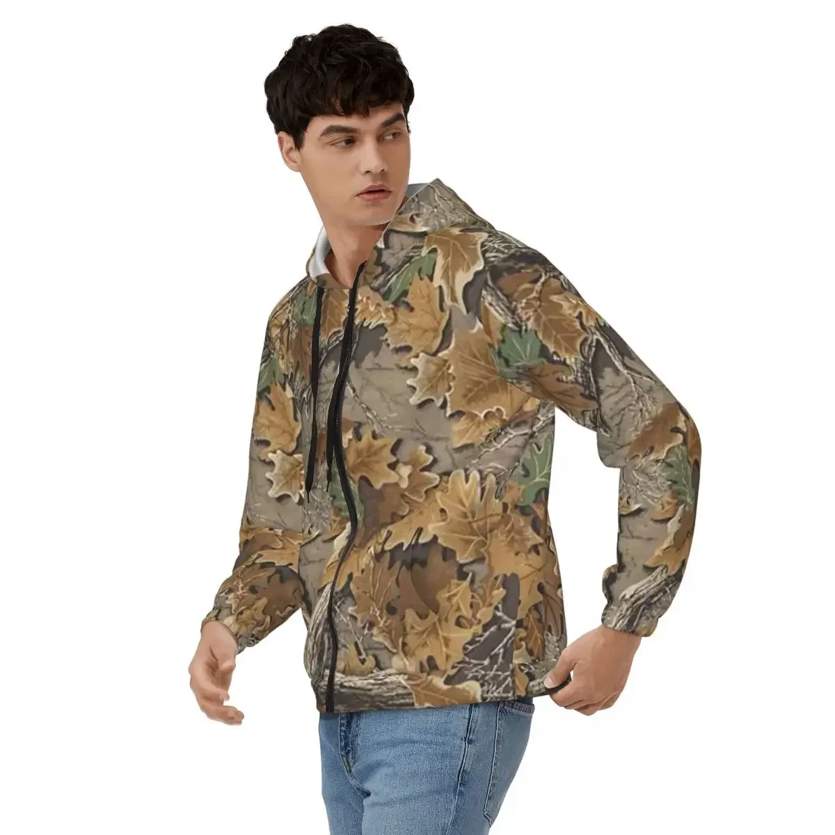 Camouflage Real Tree Realtree Hunter Camo Pattern  Zipper Hoodie Hip Hop Pullover Autumn Winter Sweatshirt Long Sleeve Tops