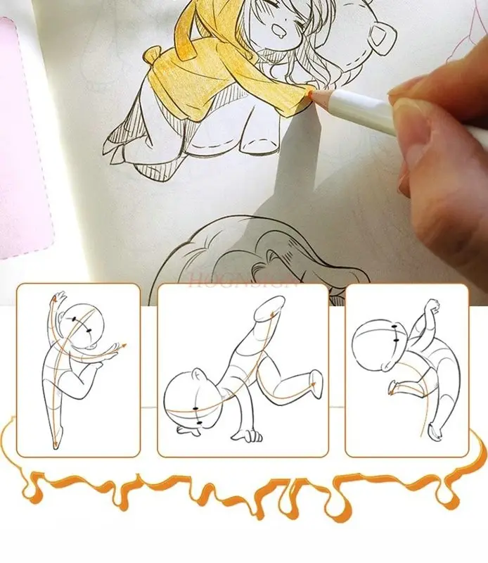 1book Q-version Manga Drawing Practice Book Anime Hand drawn Drawing Line Draft Coloring Album
