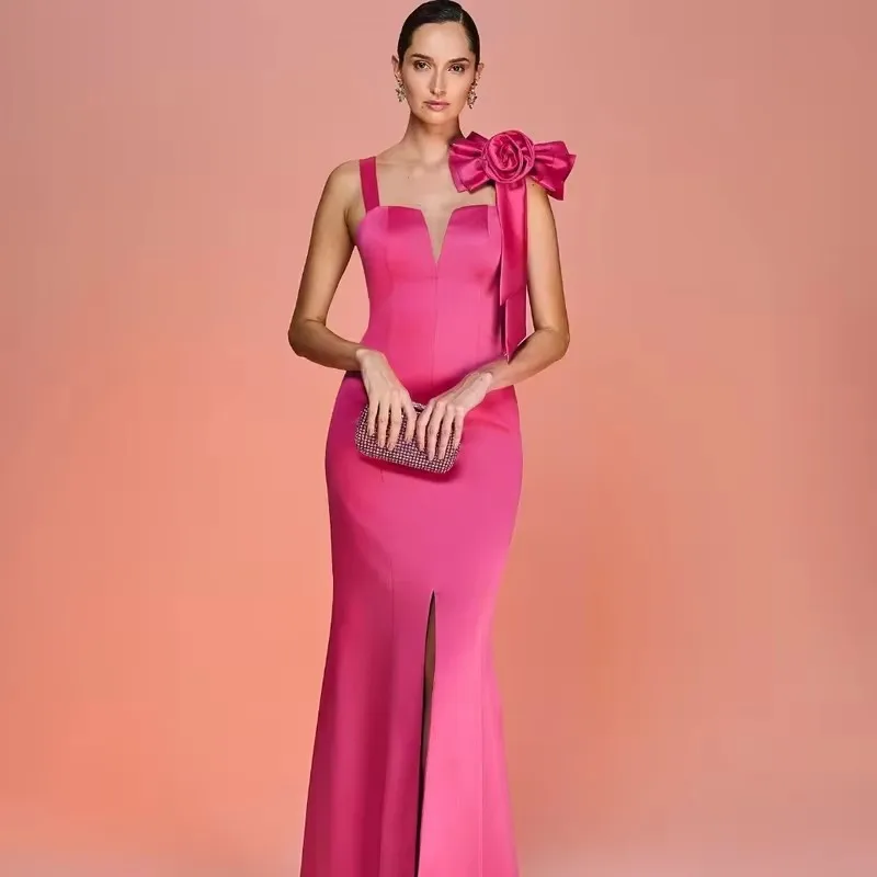 Little Daisy CustomizedFlower Bow Pleat Mermaid Square Neck Long Dresses Bespoke Occasion Dresses Modern Style High Quality