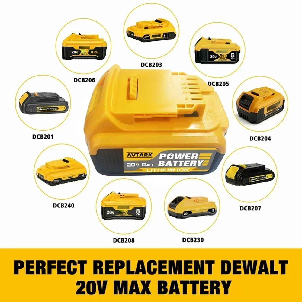 100% produk baru untuk baterai alat listrik Dewalt, 12000mAh, 20V, 12.0Ah, DCB206, 20V, DCB205, DCB204-2, DCB2001