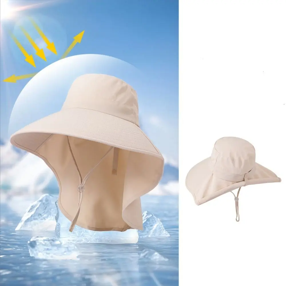 UV Anti Outdoor Fisherman Hat 2024 Wide Brim Shawl Neck Protection Sunscreen Ponytail Cap Fashion Sun Visors Women Summer Hat