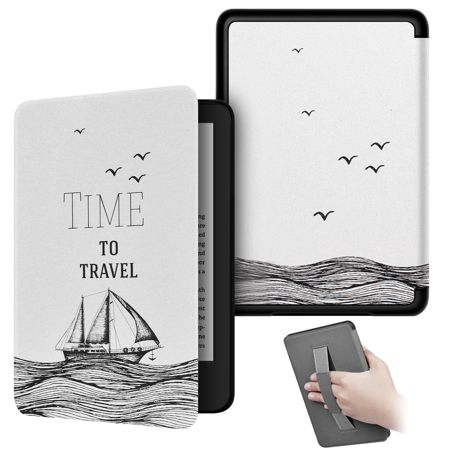 For Kindle Paperwhite 12th Painted Case with Hand Strap Smart Cover for Paperwhite 5 SA569P/SA568B 2024 Protective Shell