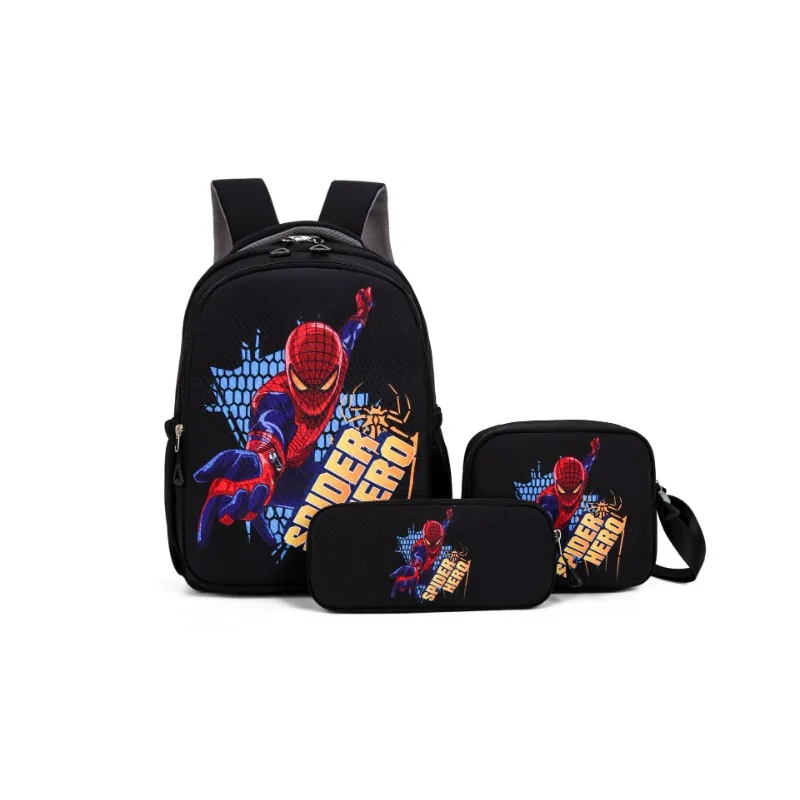 

Miniso three-piece Spider-Man backpack, student schoolbag adjustable shoulder straps, large-capacity backpack.