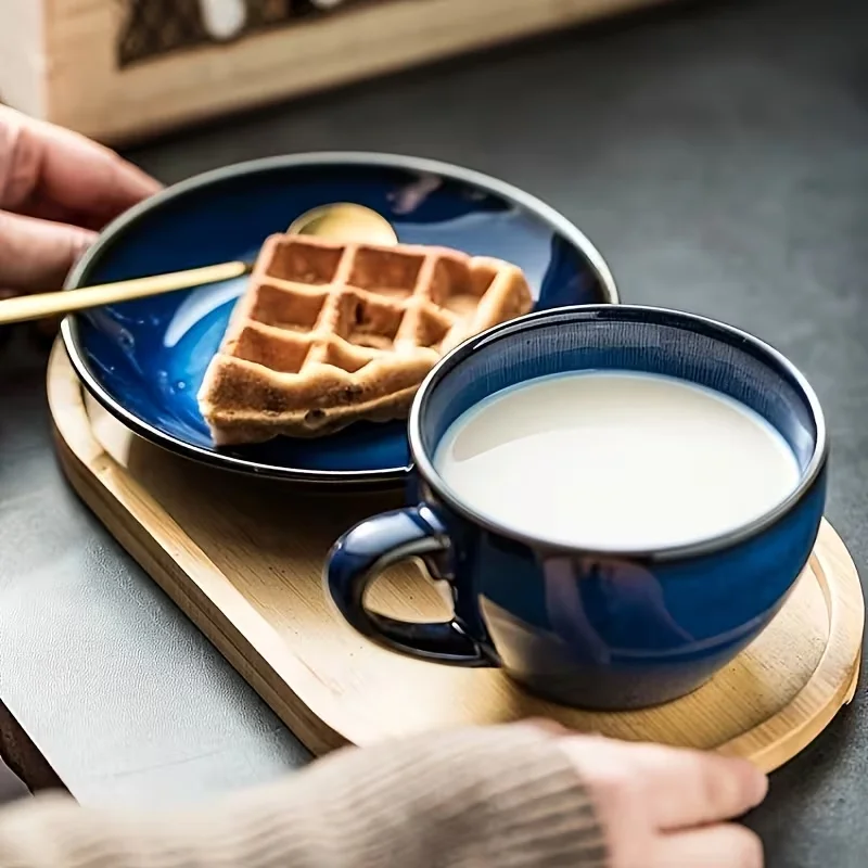 

1 set, ceramic espresso cup with tray, coffee, latte, macchiato, waffle tray, ideal choice for kitchen and dining room use