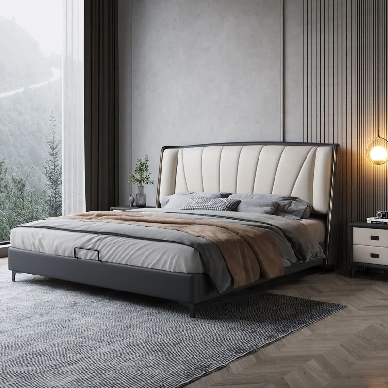 Tech Fabric High Quality Queen Bed Frame High Quality Size Double Large Room Furniture Luxury Bed