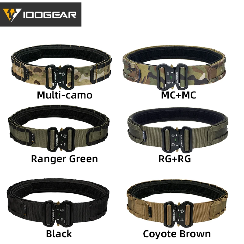 IDOGEAR cinturón táctico de combate de 2 pulgadas hebilla de liberación rápida MOLLE caza deportes al aire libre cinturón para hombre duradero dos
